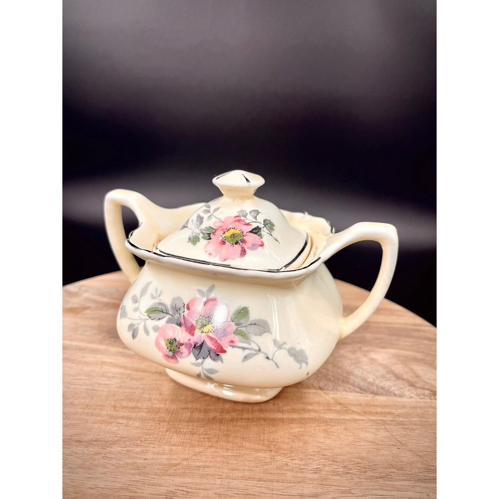 Lido W.S. George Sugar Bowl - Pink Floral China - Made in the‎ USA 1950s